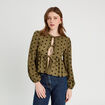 Blouse avec noeuds beige femme