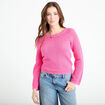 Pull ajour&eacute; rose fushia femme