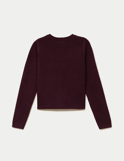 Gilet boutonn&eacute; manches longues prune femme