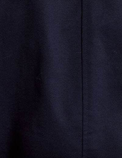 Trench droit court col tailleur bleu marine femme