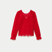 Blouse en dentelle d&eacute;collet&eacute; dos rouge femme