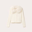 Gilet ajust&eacute; manches longues duveteux ivoire femme