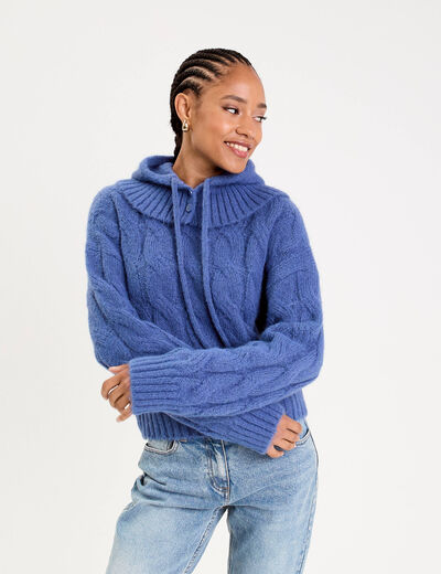 Pull 2-en-1 &agrave; capuche amovible violet femme