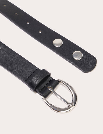 Ceinture fine &agrave; d&eacute;tails clout&eacute;s noir femme