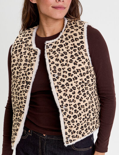 Gilet r&eacute;versible sans manches ivoire femme