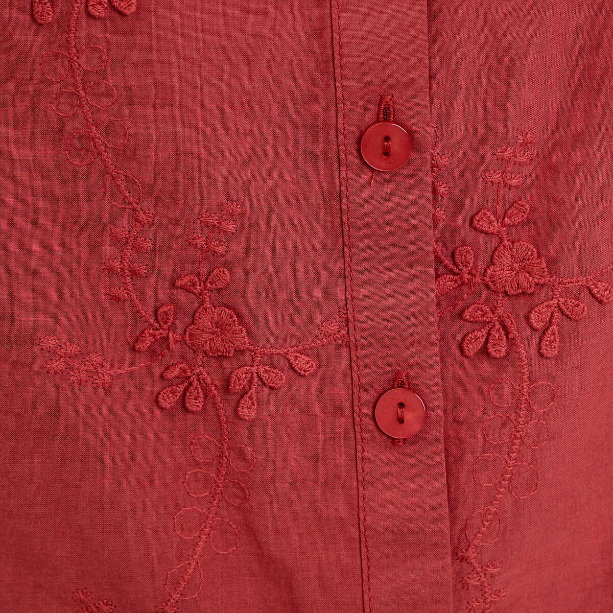 Blouse brod&eacute;e col mao manches 3/4 vieux rose femme
