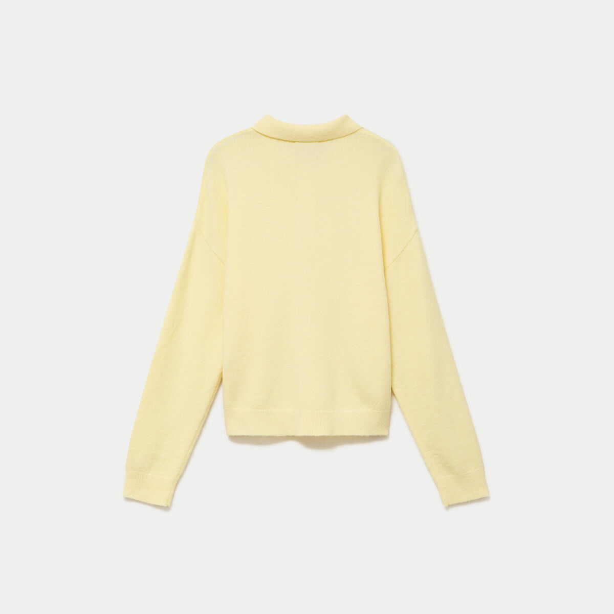 Pull col chemise manches longues jaune clair femme