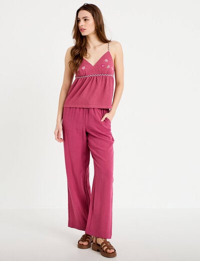 D&eacute;bardeur ajust&eacute; d&eacute;tail broderie prune femme