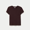 T-shirt c&ocirc;tel&eacute; ajust&eacute; manches courtes marron fonc&eacute; femme