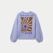 Pull ample col rond manches longues bleu ciel femme