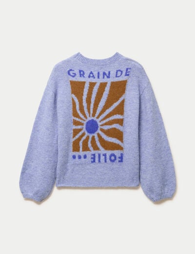 Pull ample col rond manches longues bleu ciel femme