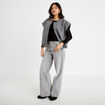Gilet oversize sans manches col rond gris clair femme