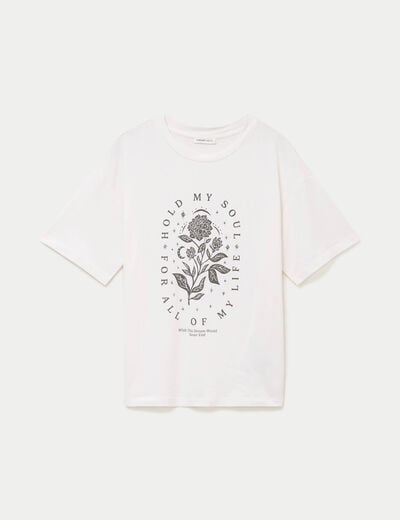T-shirt oversize manches courtes ecru femme