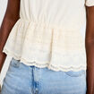 Blouse droite col v manches courtes ecru femme