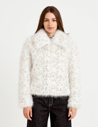 Veste oversize col tailleur beige femme