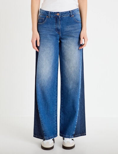 Jean wide leg taille basse denim double stone femme