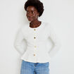 Top p&eacute;plum ajust&eacute; manches longues ecru femme