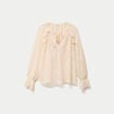 Blouse droite manches longues col rond ecru femme