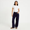 Jean barrel avec broderie bleu marine femme