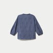 Blouse brod&eacute;e col mao manches 3/4 bleu gris femme
