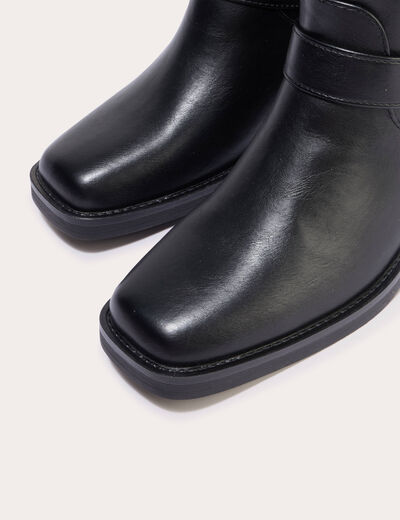 Bottines bout carr&eacute; noir femme