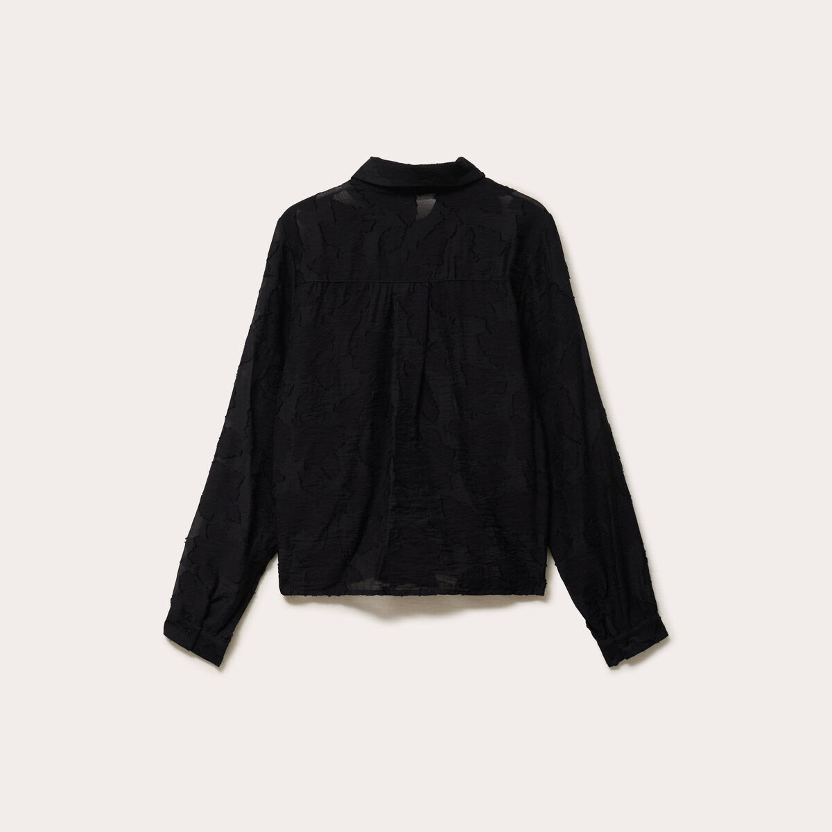 Chemise pliss&eacute;e manches longues noir femme