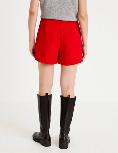 Jupe-short droite fentes rouge femme
