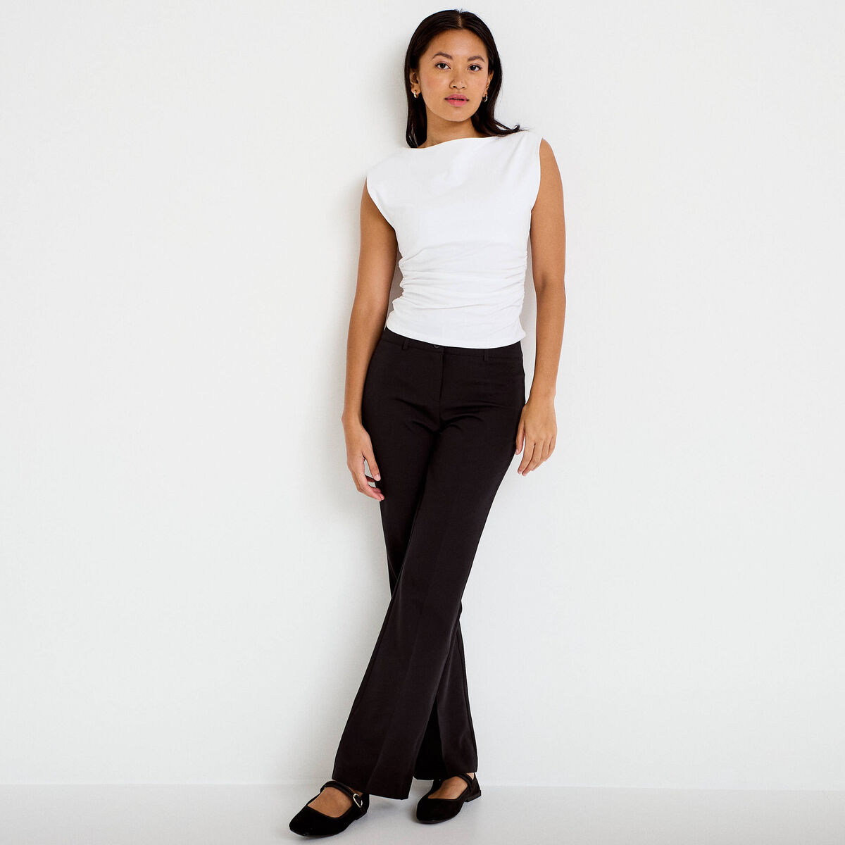 Pantalon flare noir femme