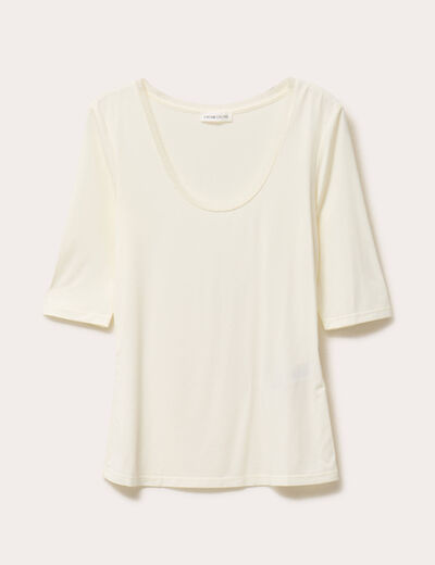 T-shirt thermique manches courtes ecru femme
