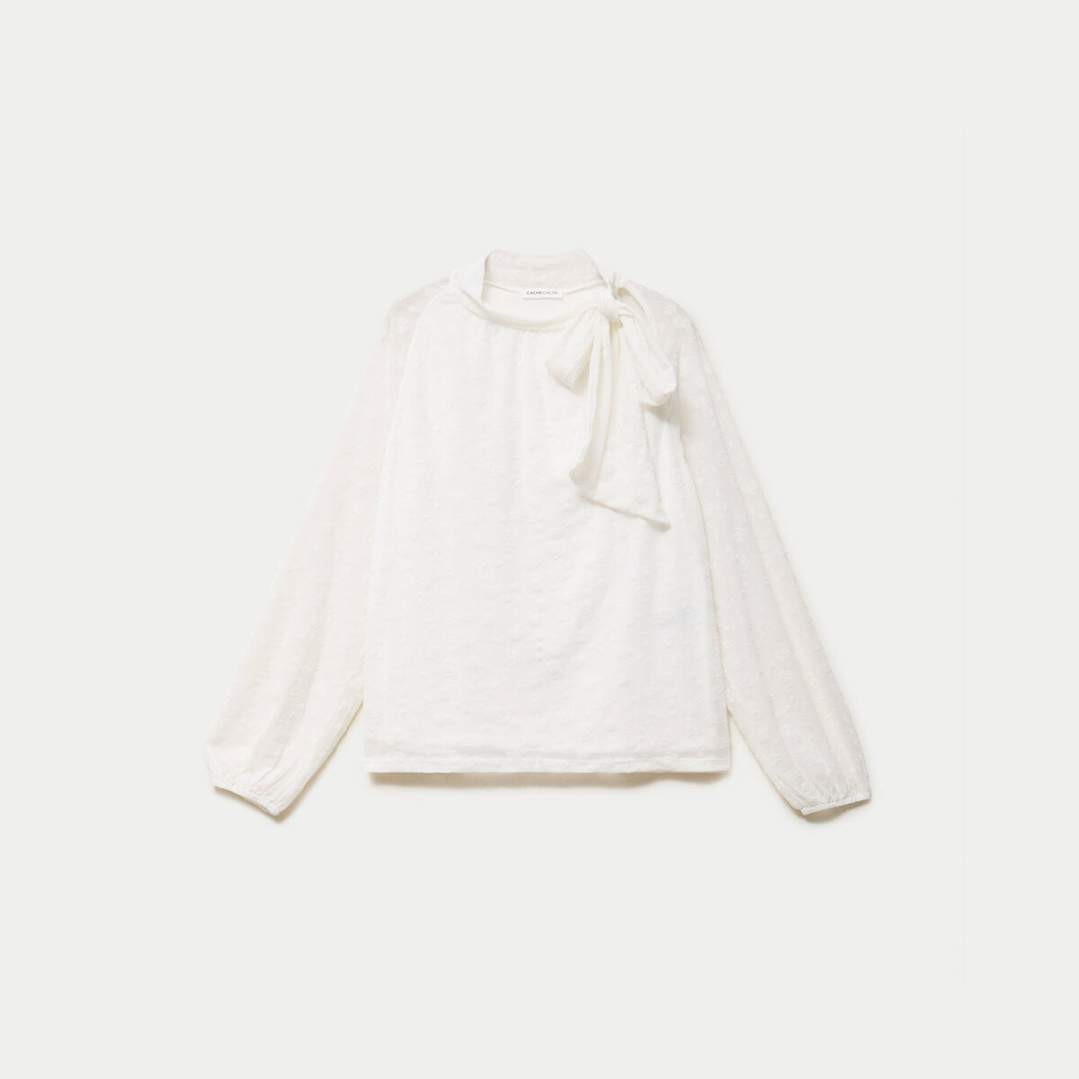 Blouse droite manches longues ecru femme