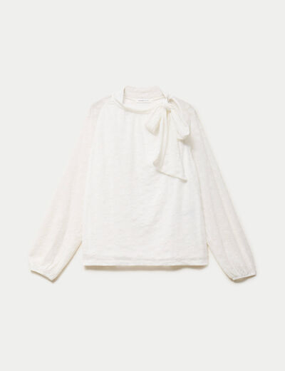 Blouse droite manches longues ecru femme