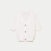 Gilet col v manches courtes ecru femme