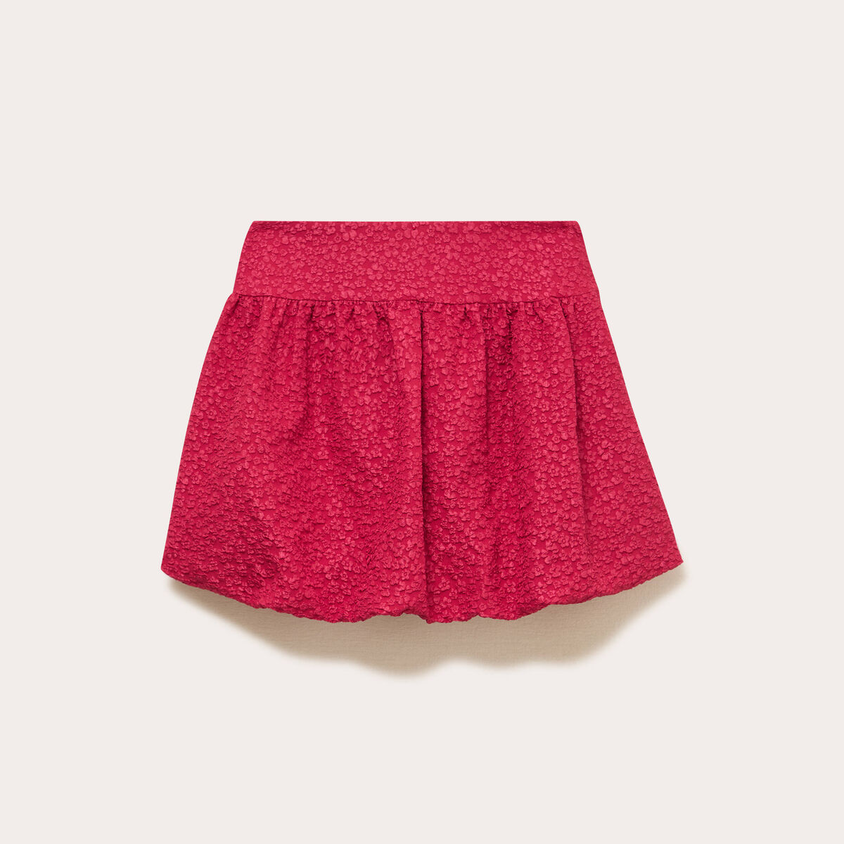 Jupe courte effet boule doubl&eacute;e rouge clair femme