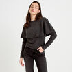 Pull cape col rond manches longues gris fonc&eacute; femme