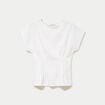 Top ajust&eacute; col rond manches courtes ecru femme