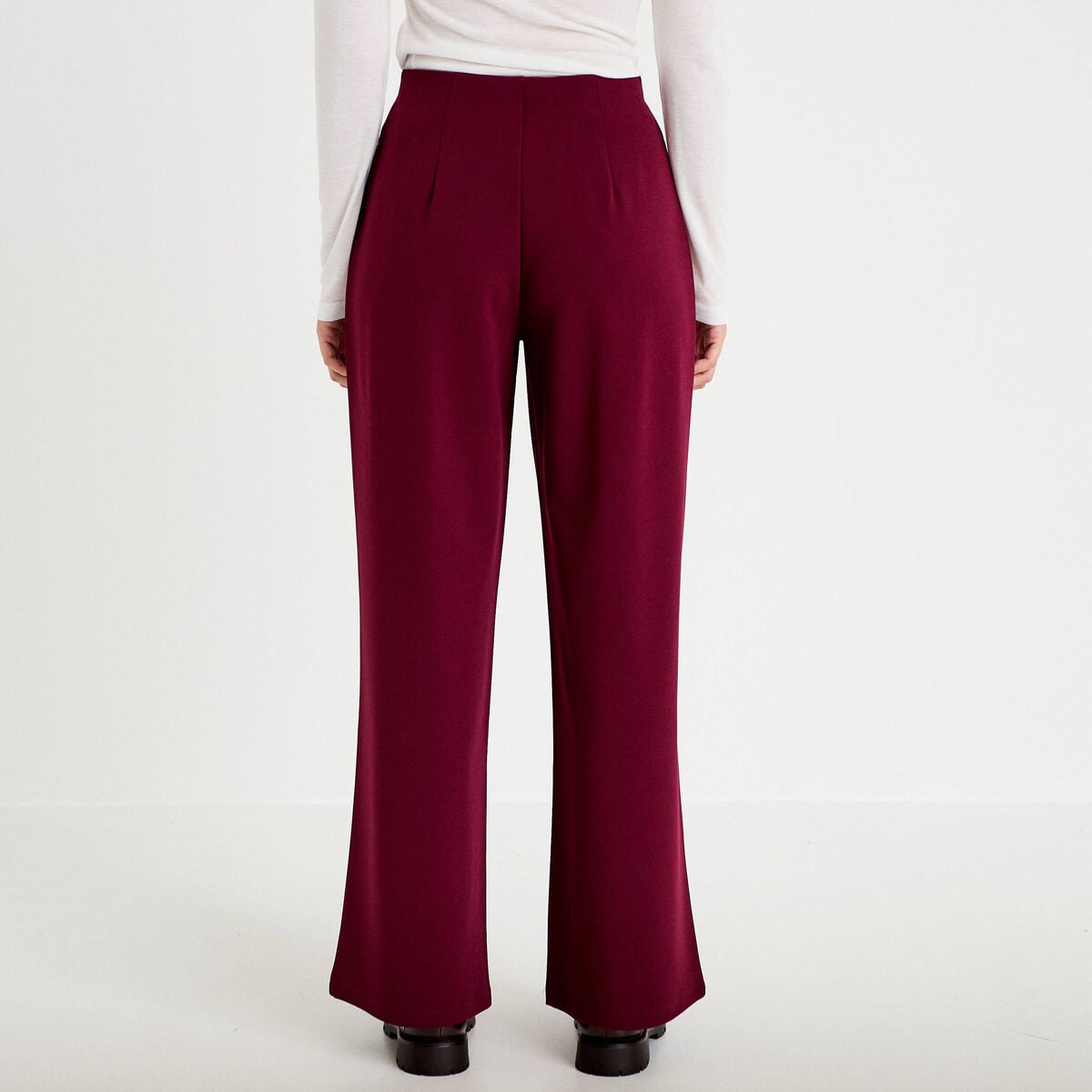 Pantalon bootcut taille standard bordeaux femme