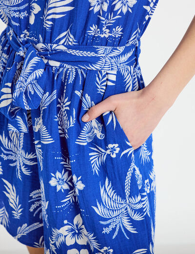 Combishort fluide bleu roi femme