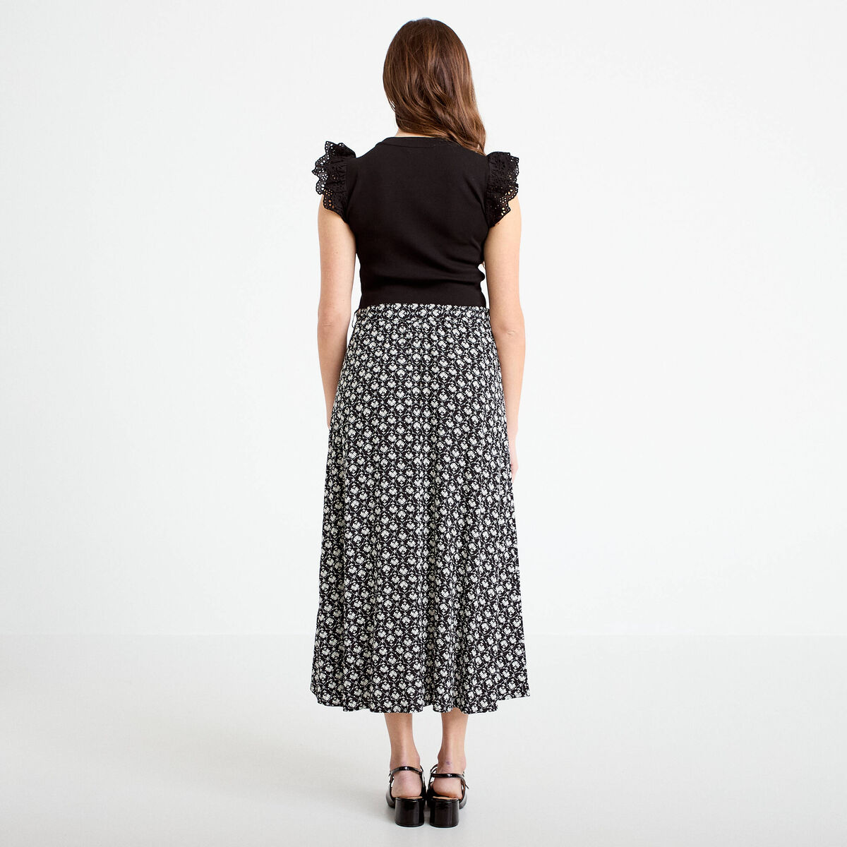 Robe bi-mati&egrave;re cintr&eacute;e noir femme