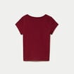 T-shirt ajust&eacute; col v manches courtes rouge femme