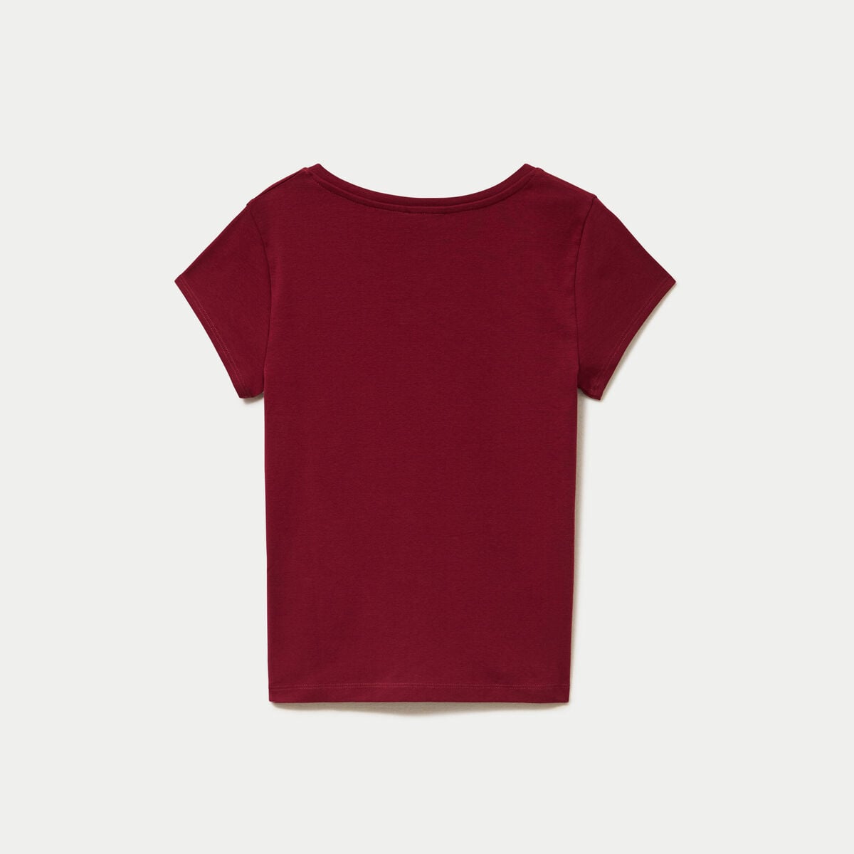 T-shirt ajust&eacute; col v manches courtes rouge femme