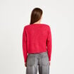 Gilet col v manches longues rouge femme