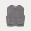 Gilet sans manches bouclette gris femme