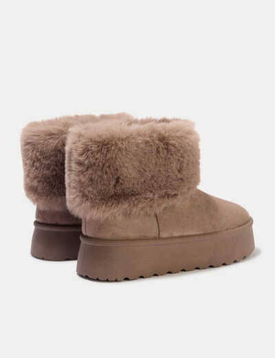 Bottines aspect daim beige femme