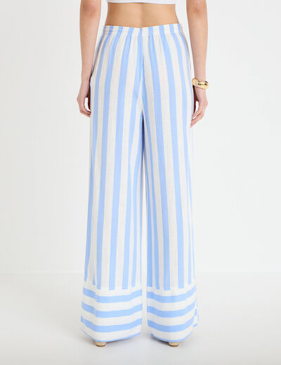 Pantalon large taille standard blanc femme