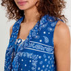 Blouse nou&eacute;e sans manches bleu femme