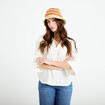 Blouse col V manches 3/4 ecru femme