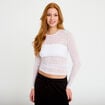 T-shirt ajust&eacute; manches longues blanc femme