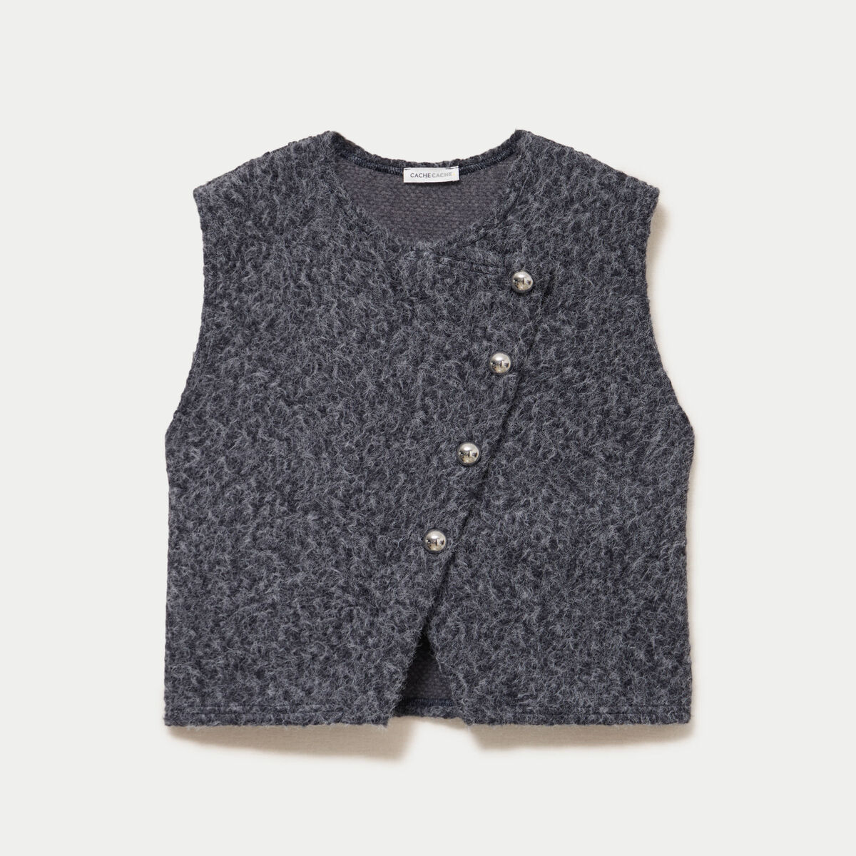 Gilet sans manches gris fonc&eacute; femme