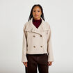 Veste chin&eacute;e col montant manches longues beige femme
