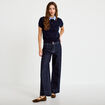 Polo col chemise manches courtes bleu marine femme